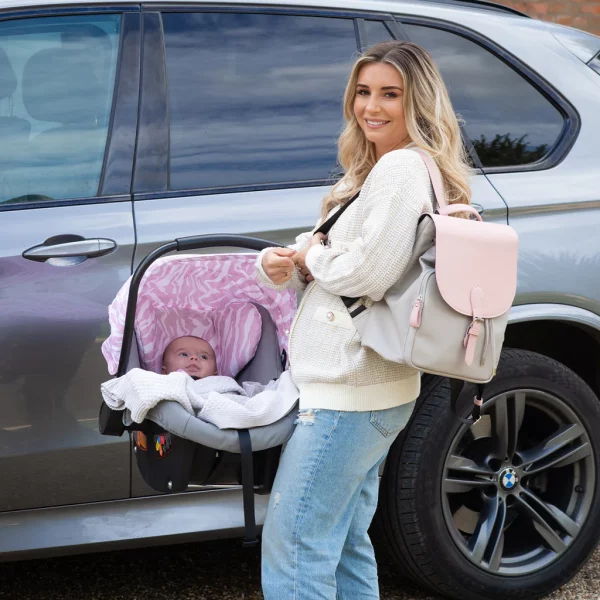 Dani Dyer Grey & Pink Backpack Changing Bag