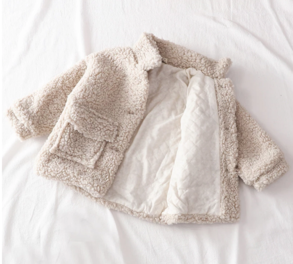 Itty Bitty Cream Statement Pocket Teddy Coat - Image 2