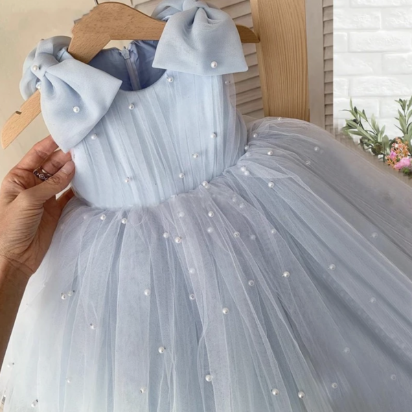 Itty Bitty Blue Embellished Bow Dress - Image 3
