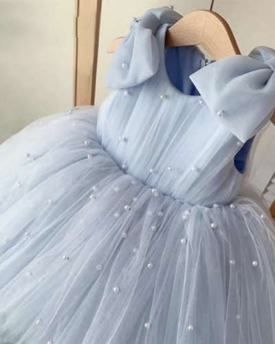 Itty Bitty Blue Embellished Bow Dress