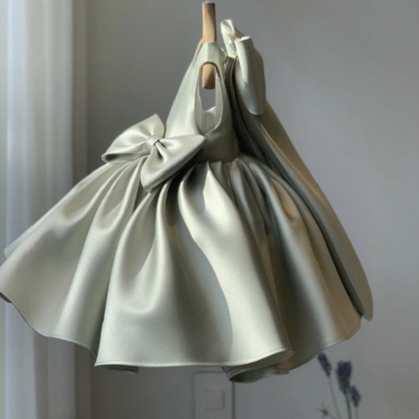 Itty Bitty Green Double Bow Dress - Image 3