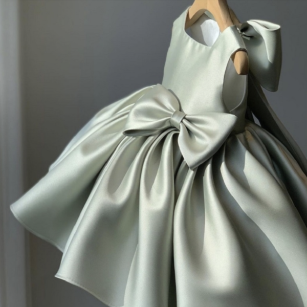 Itty Bitty Green Double Bow Dress