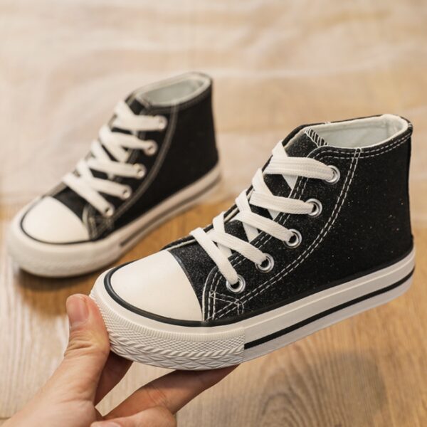 Itty Bitty Glitter Black High Top Trainers