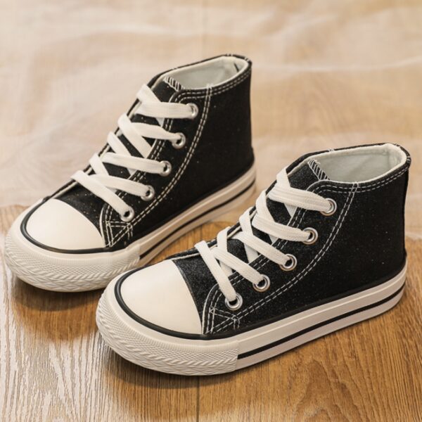 Itty Bitty Glitter Black High Top Trainers - Image 5