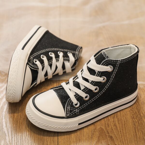 Itty Bitty Glitter Black High Top Trainers - Image 4