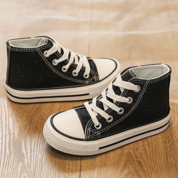 Itty Bitty Glitter Black High Top Trainers - Image 3