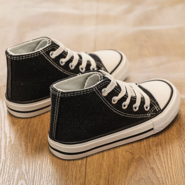Itty Bitty Glitter Black High Top Trainers - Image 2
