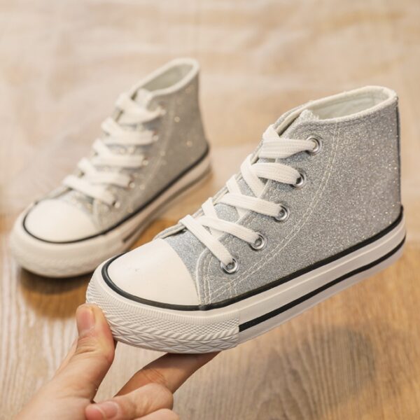 Itty Bitty Glitter Silver High Top Trainers