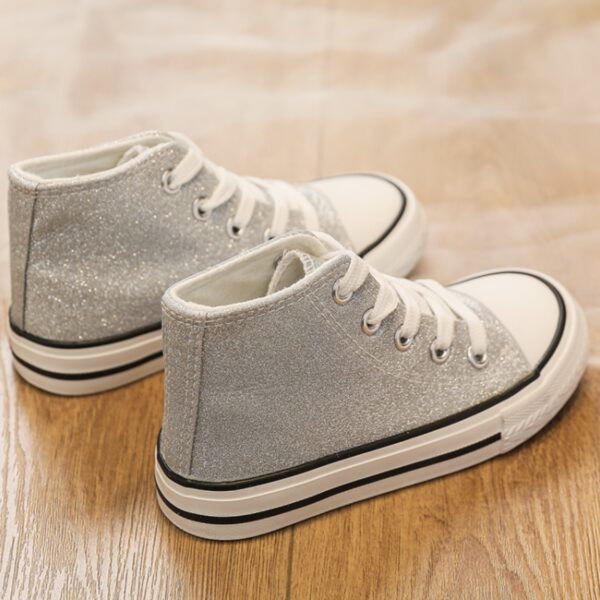 Itty Bitty Glitter Silver High Top Trainers - Image 5
