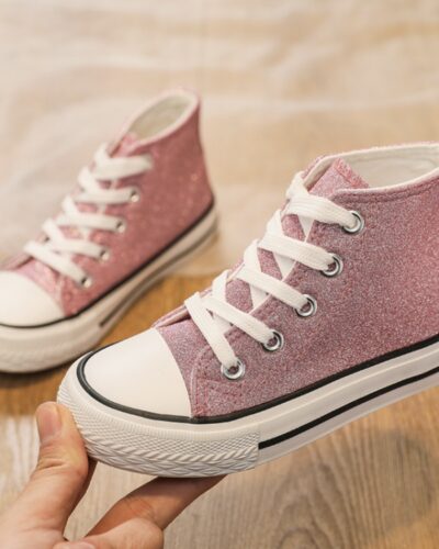 Itty Bitty Glitter Pink High Top Trainers