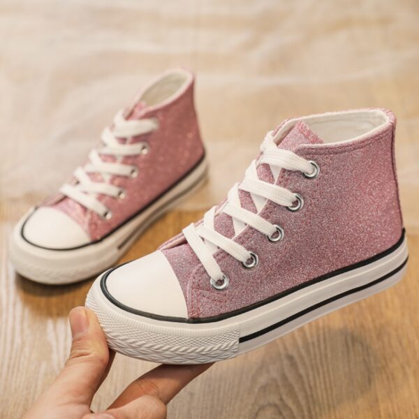Itty Bitty Glitter Pink High Top Trainers
