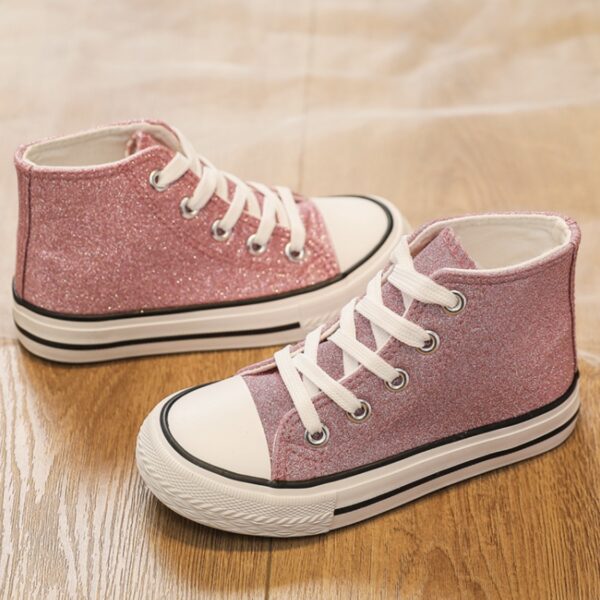 Itty Bitty Glitter Pink High Top Trainers - Image 3