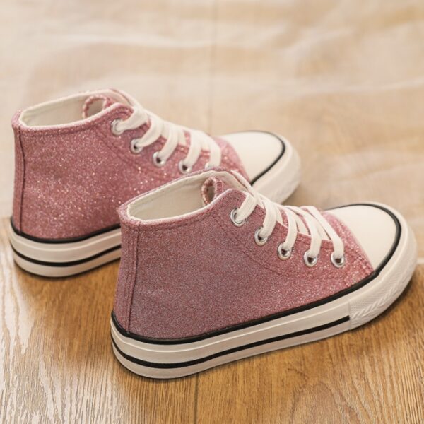 Itty Bitty Glitter Pink High Top Trainers - Image 2