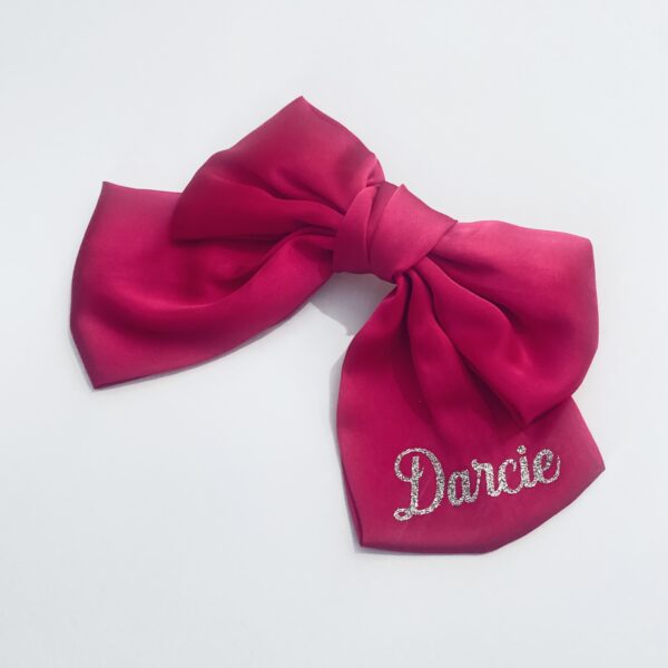 Itty Bitty Large Cerise Pink Personalised Barrette Bow Clip - Image 2