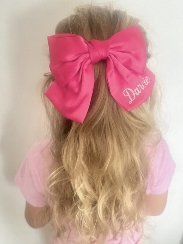 Itty Bitty Large Cerise Pink Personalised Barrette Bow Clip - Image 4