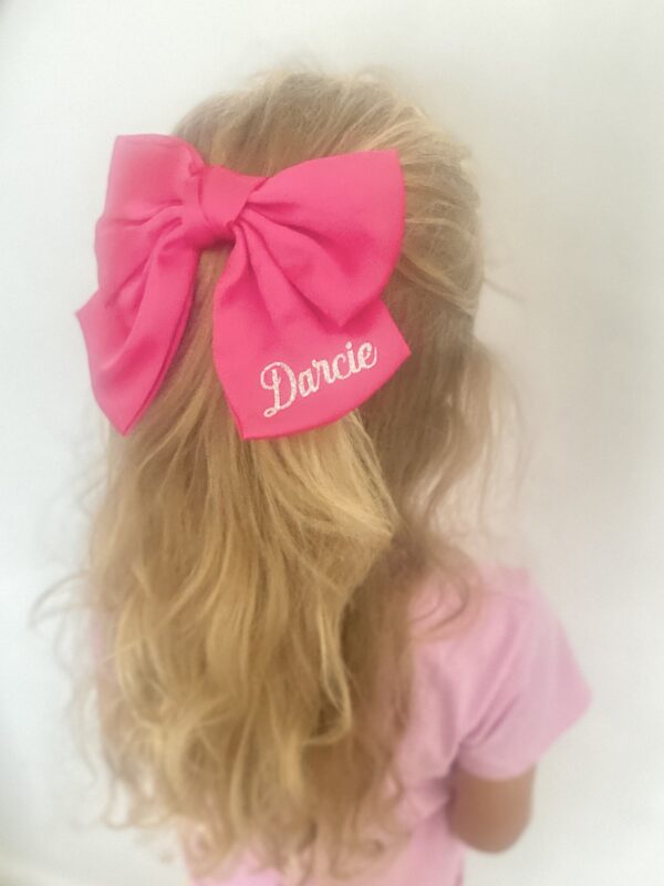 Itty Bitty Large Cerise Pink Personalised Barrette Bow Clip