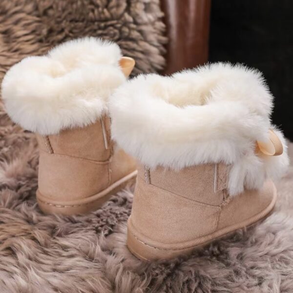 Itty Bitty Beige Pom Pom Snuggle Boots - Image 6