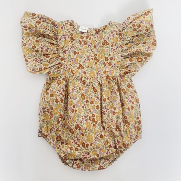 Itty Bitty Autumn Floral Flounce Romper