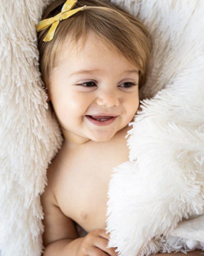 BIZZI GROWIN FLUFFY BABY BLANKET -  PORCELAIN CREAM - KOOCHICOO