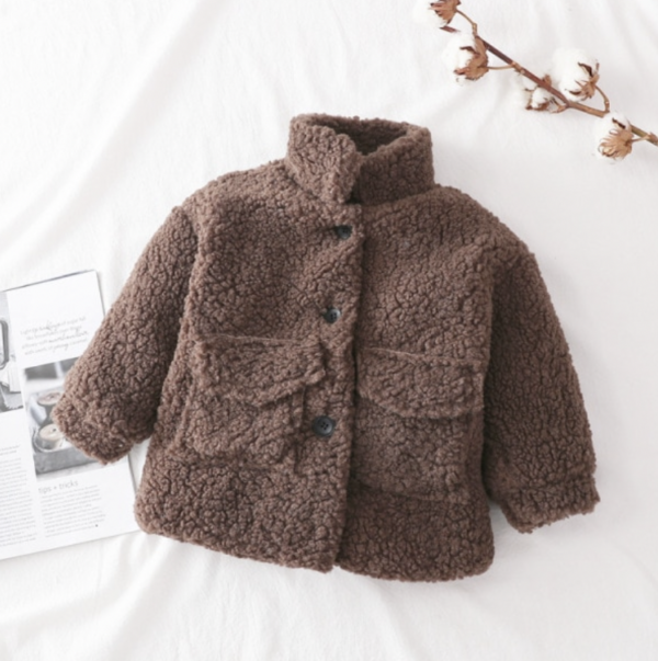Itty Bitty Brown Statement Pocket Teddy Coat