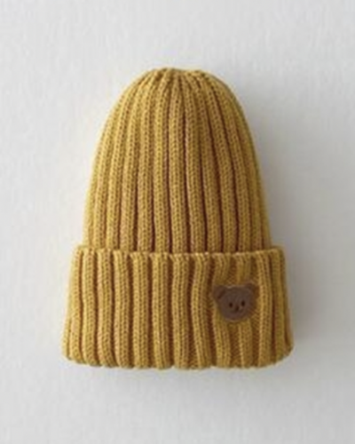 Itty Bitty Mustard Teddy Embellished Beanie hat