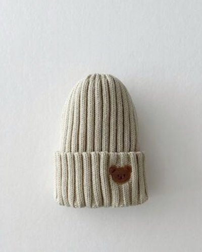 Itty Bitty Beige Teddy Embellished Beanie hat