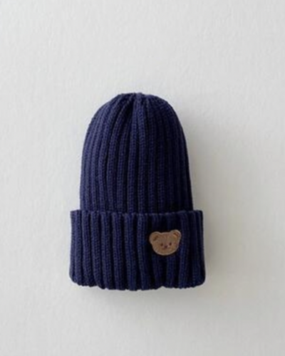 Itty Bitty Navy Blue Teddy Embellished Beanie hat