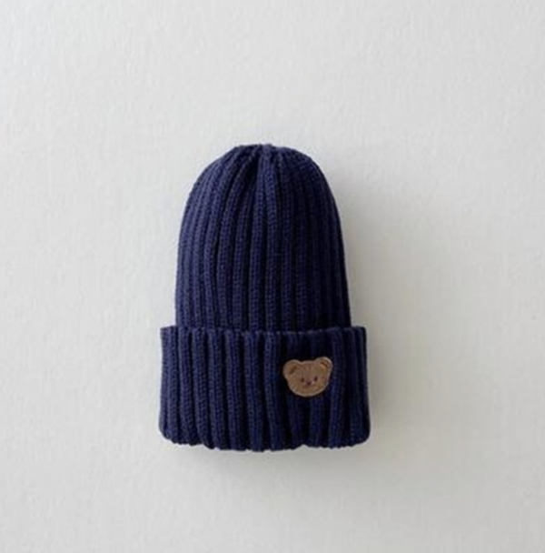 Itty Bitty Navy Blue Teddy Embellished Beanie hat