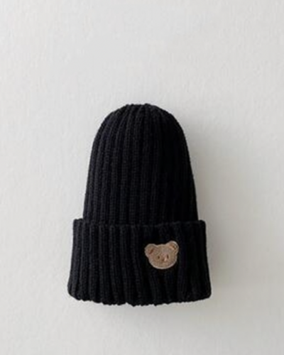 Itty Bitty Black Teddy Embellished Beanie hat