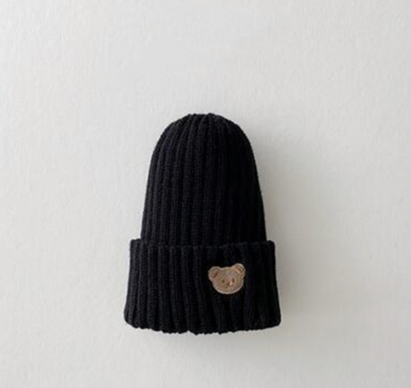 Itty Bitty Black Teddy Embellished Beanie hat