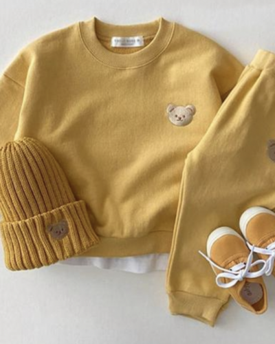 Itty Bitty Yellow Teddy Embellished Tracksuit