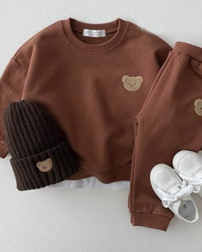 Itty Bitty Brown Teddy Embellished Tracksuit
