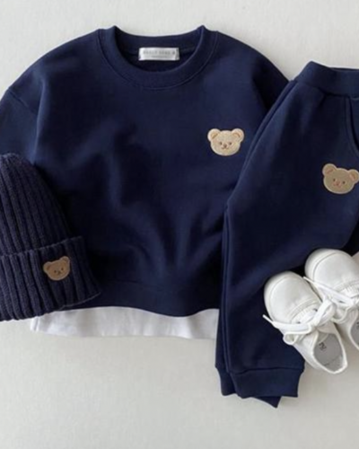 Itty Bitty Navy Blue Teddy Embellished Tracksuit
