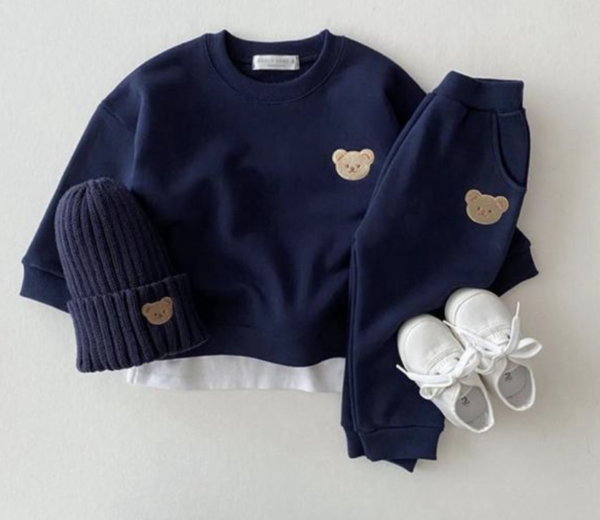 Itty Bitty Navy Blue Teddy Embellished Tracksuit