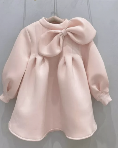 Itty Bitty Pink Long Sleeve Bow Dress