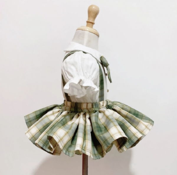 Itty Bitty Green Check Dress and Blouse Set - Image 3