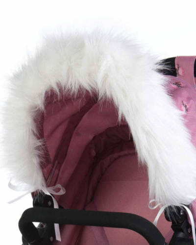 Roma Dolls Pram Hood Fur - white