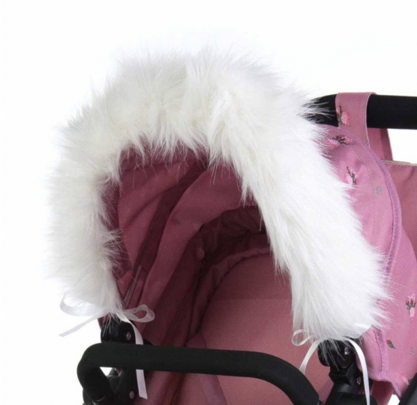 Roma Dolls Pram Hood Fur - white
