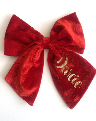 Itty Bitty Red Velvet Personalised Bow Clip