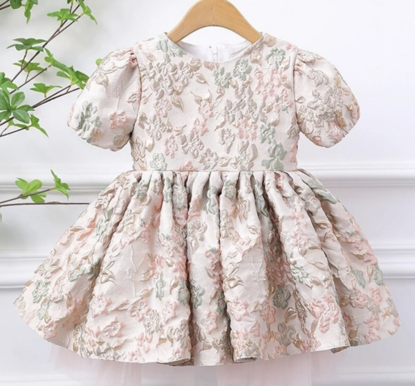 Itty Bitty Princess Vintage Floral Dress Puff Sleeve Dress