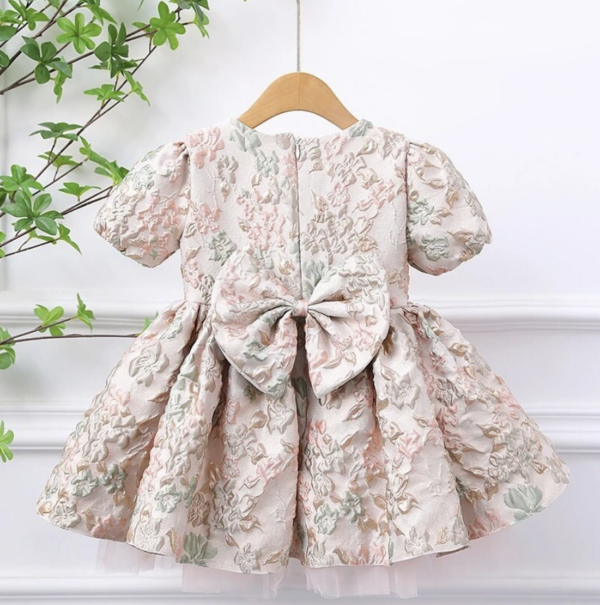 Itty Bitty Princess Vintage Floral Dress Puff Sleeve Dress - Image 2