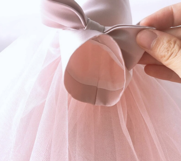 Itty Bitty Pink Long Sleeve Bow Detail Occasion Dress - Image 5