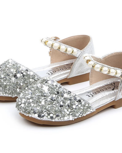 Itty Bitty Silver & Pearl Embellished Shoes