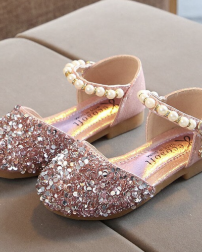 Itty Bitty Pink Glitter & Pearl Embellished Shoes