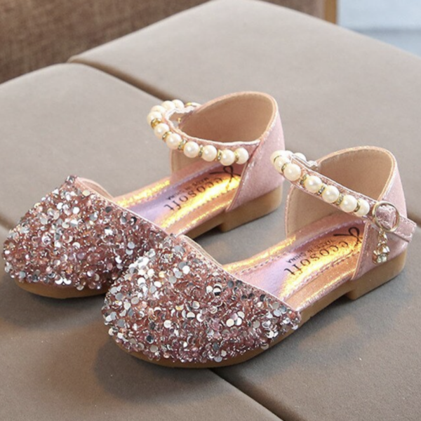 Itty Bitty Pink Glitter & Pearl Embellished Shoes