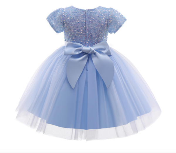 Itty Bitty Blue Sequin Bow Dress - Image 5