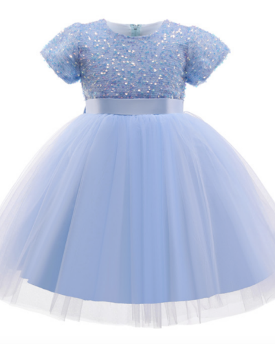 Itty Bitty Blue Sequin Bow Dress
