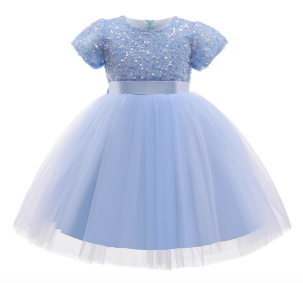 Itty Bitty Blue Sequin Bow Dress