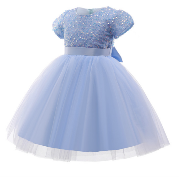 Itty Bitty Blue Sequin Bow Dress - Image 2