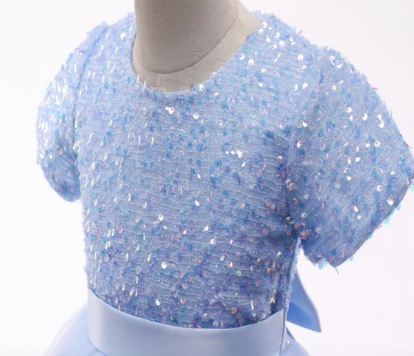Itty Bitty Blue Sequin Bow Dress - Image 3